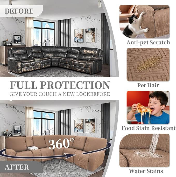 100% Waterproof Sectional Recliner Couch Covers - Image 6