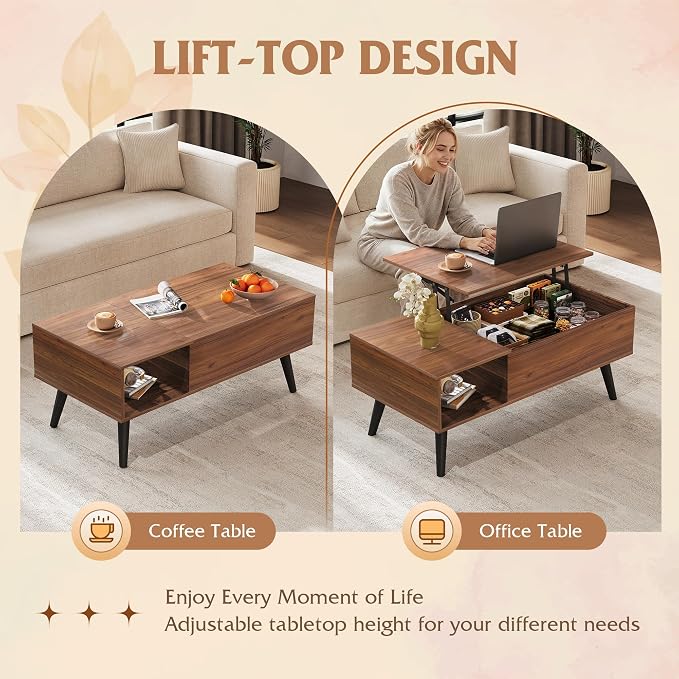 WLIVE Coffee Table for Living Room, Lift Top Coffee Table - Image 5