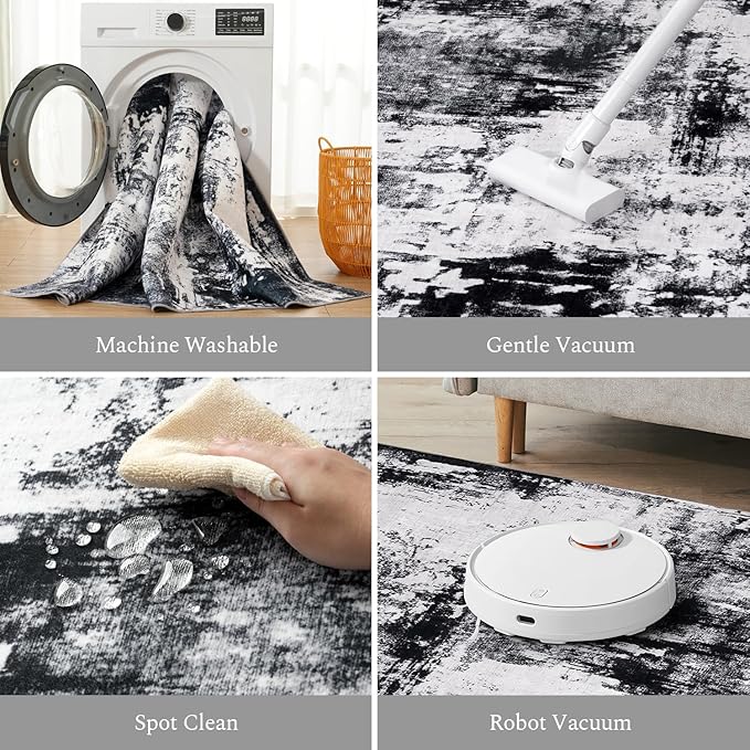Rugflix 4x6 Area Rugs for Living Room, Washable Large Rug Stain-Resistant Low - Image 4