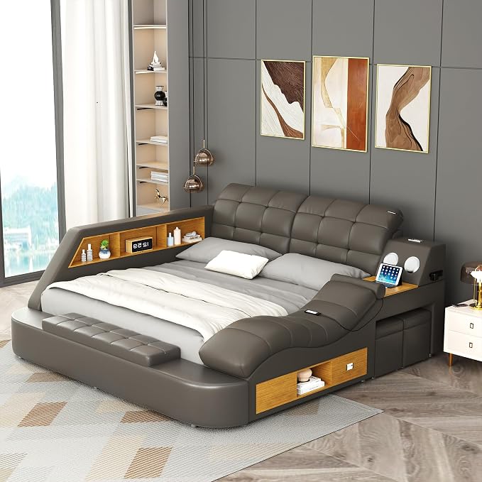 King Size Smart Multifunctional Bed Frame, Platform Bed by AFARTISANFURNITURE
