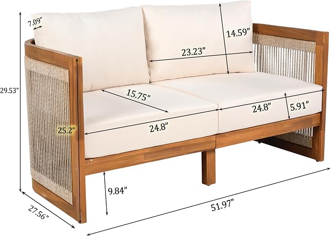 VilroCaz 4-Piece Patio Conversation Set, All Weather Sectional Sofa Set w/ 2 - Image 4
