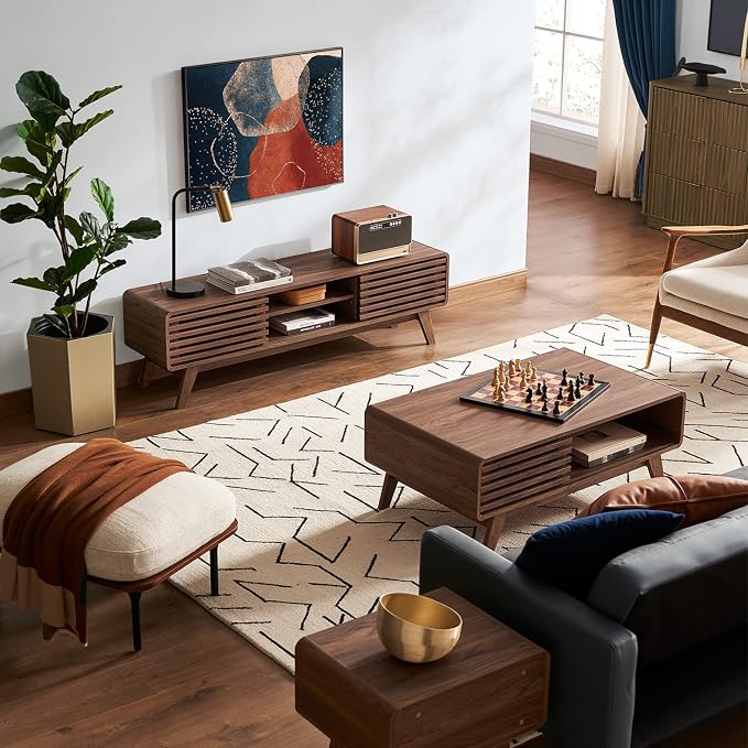 mopio Ensley Dual-Side Storage Coffee Table – Mid Century Modern Fluted Wood - Image 8