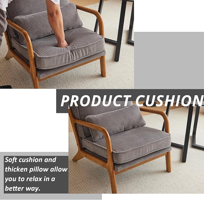 Karl home Mid-Century Modern Accent Chair, Living Room Chairs - Image 6