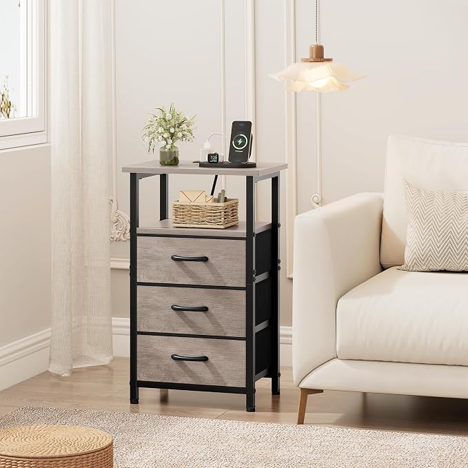 Vagusicc Nightstand with Charging Station, Bedside Table with USB Ports and - Image 6