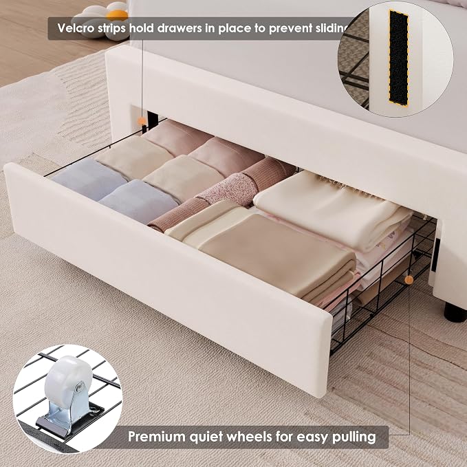 HIFIT Twin Upholstered Smart LED Bed Frame - Image 6
