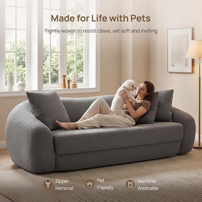 SICOTAS Curved Sofa Couch Bed for Living Room Convertible Futon Cloud Boneless - Image 6