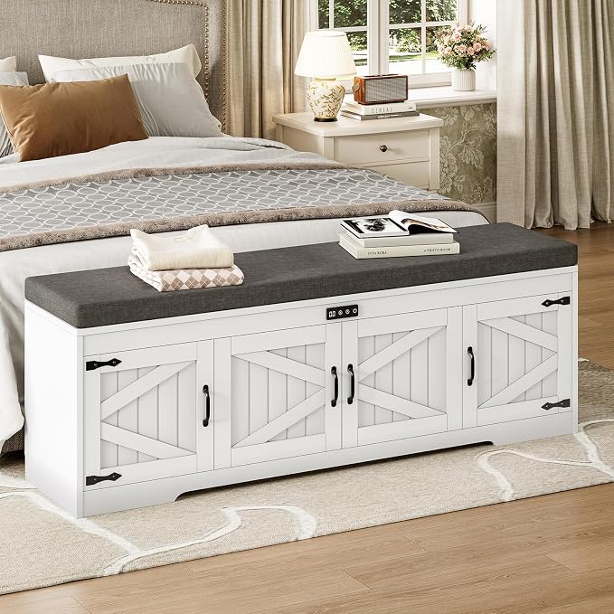 UPOSOJA 60“ Farmhouse Shoe Storage Bench - Image 7
