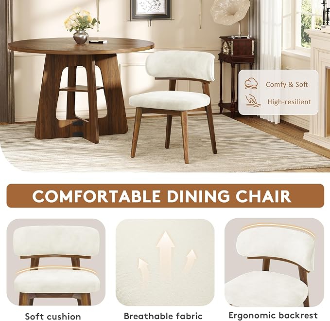 Dining Chairs Set of 2, Modern Upholstered Dining Chairs, Wooden Kitchen Chairs - Image 5