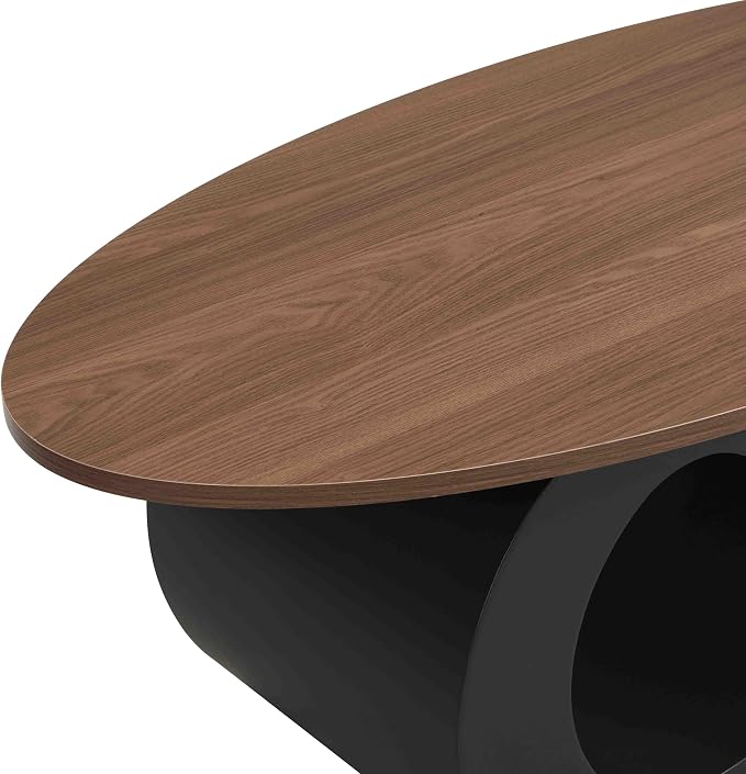 Modern Oval Coffee Table Set of 2, Wood Nesting Coffee Tables - Image 6