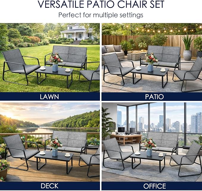 Kozyard Sofia 4-Piece Patio Conversation Set, Outdoor Furniture Set - Image 7
