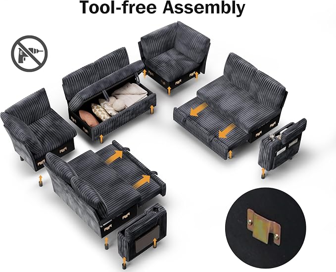 Vipbear 111" Modular Sectional Sleeper Sofa - Image 4