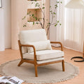 VINGLI Fine Linen Beige Comfy Accent Chair, Mid Century Modern Lounge Armchair by VINGLI