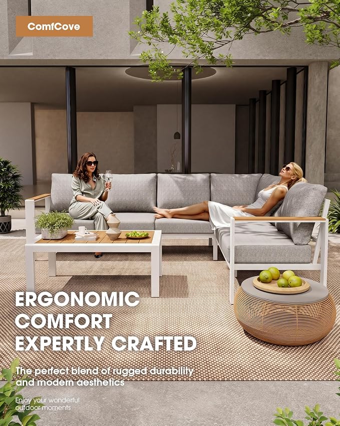 Aluminum Outdoor Patio Furniture Set, 11 Seats Patio Conversation Sets - Image 2