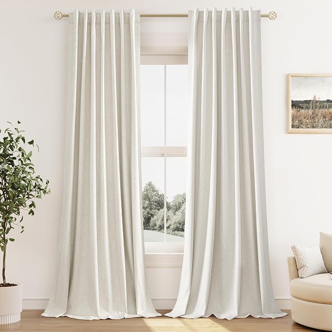 Guken Cream 100% Blackout Curtains 130 Inch Length 2 Panels Set by Guken