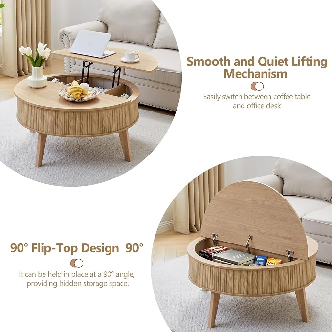 Round Lift Top Coffee Table - Image 3