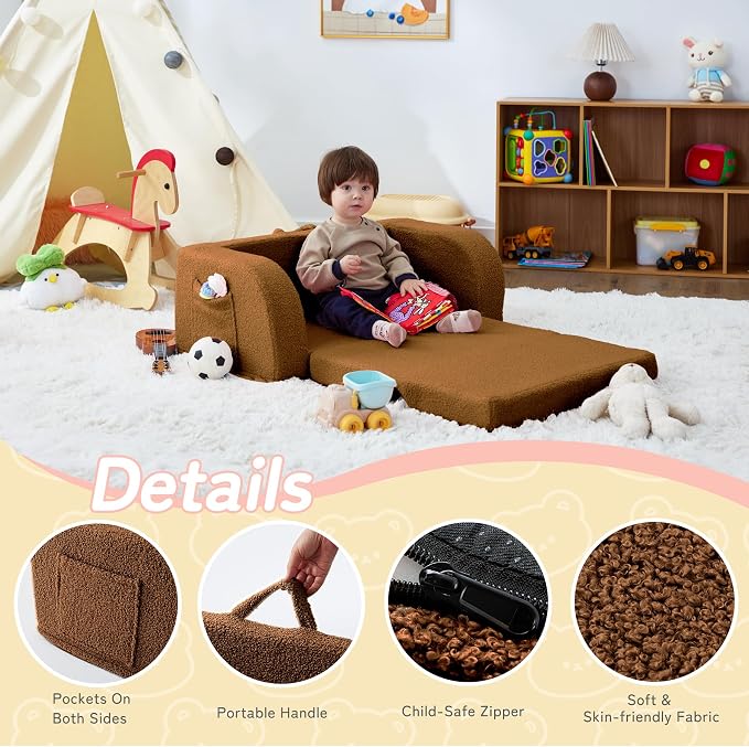 Toddler Couch, 2-in-1 Toddler Chairs Comfy 1-3 Years Old, Toddler Chair - Image 4