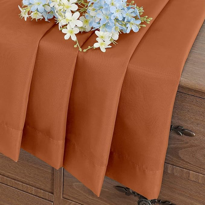 Orange Valances for Windows 14 inch Length 2 Panels Set, Small Voile Sheer - Image 6