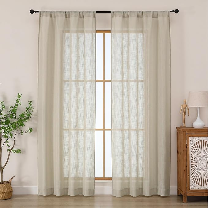 Chyhomenyc Semi Sheer Curtains 84 Inches Long 2 Panels Set, Light Filtering by Chyhomenyc