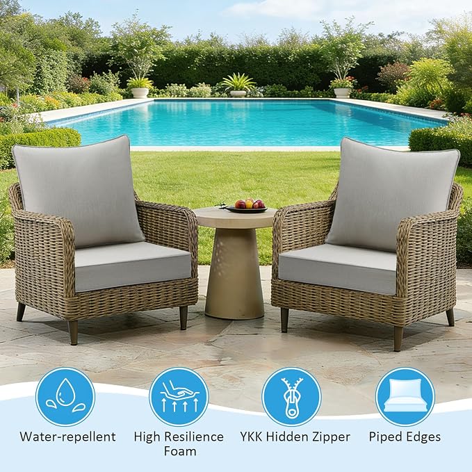 Sunbrella Outdoor Deep Seat & Back Cushion Set, 24 x 24 Inch Water Repellent - Image 4