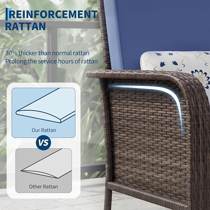 GarveeHome Outdoor Wicker Chairs Set of 2, All-Weather High Back Rattan Patio - Image 3