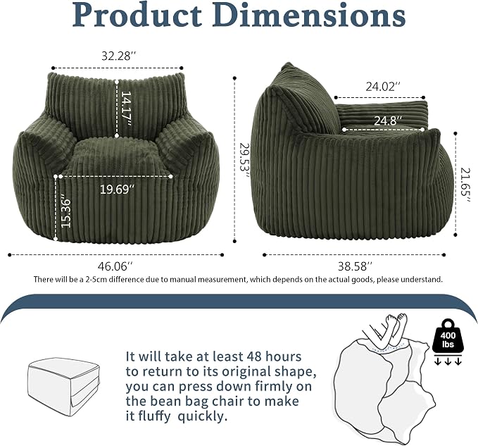 Gericco Giant Plush Bean Bag Chair - Image 2