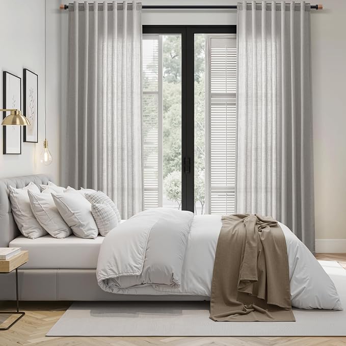 Nanspring Light Gray Linen Curtains 102 Inches Long - Image 8