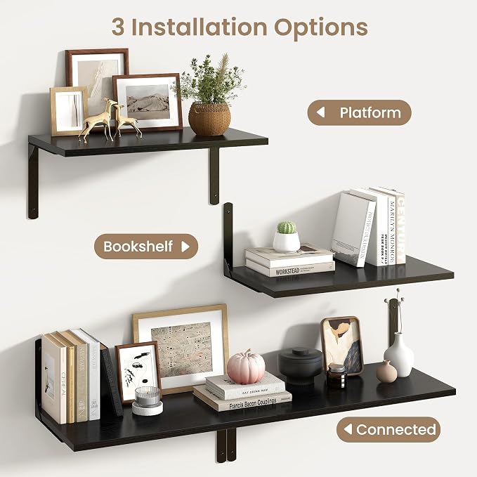 Fun Memories Floating Shelves for Wall, 12 Inch Deep Floating Shelves Set of 2 - Image 6