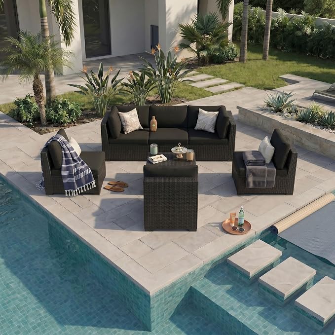 KIGOTY 7-Piece Patio Furniture Set, All-Weather PE Rattan Outdoor Sectional Sofa - Image 5