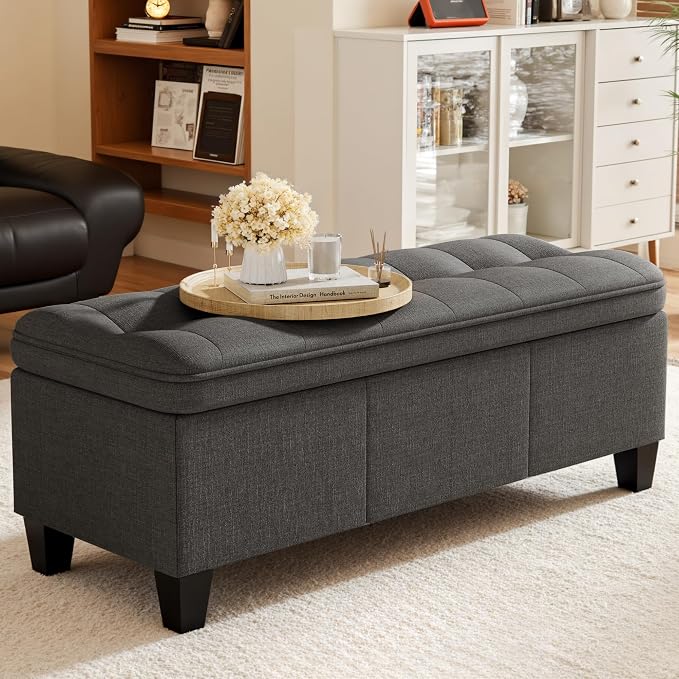 YESHOMY 47 Inches Ottoman with Storage, Storage Bench with Legs, Ottomans by SearchallYESHOMY