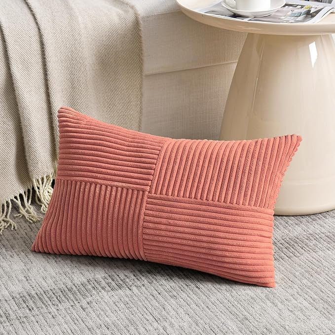 Fancy Homi 2 Packs Coral Lumbar Decorative Throw Pillow Covers 14x24 Inch - Image 2