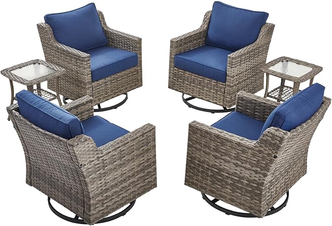 Patio Wicker Chairs Swivel Rocker-Outdoor Swivel Rocker Chair Set of 4 - Image 9