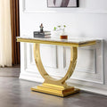 Henf 47" Marble Console Table Modern White Faux Marble Entryway Table by Henf