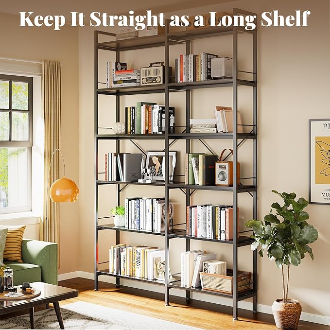 Huuger 6 Tier Bookshelf, L Shaped Corner Bookshelf - Image 4
