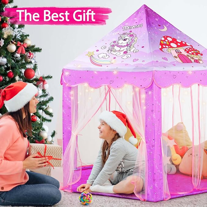 Monobeach Princess Tent Girls Unicorn Large Playhouse Kids Castle Play Tent - Image 4