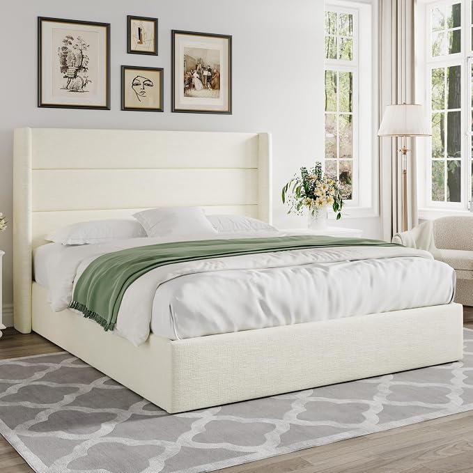 Allewie Full Size Lift Up Storage Bed, Chenille Fabric Upholstered, Modern - Image 7