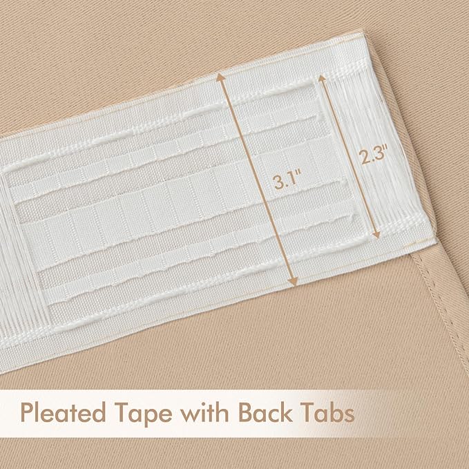 MIULEE Back Tab Beige Curtains 108 Inch Long 2 Panels Set - Image 4
