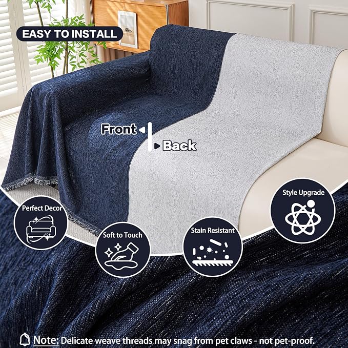 DREAMINGO Sofa Covers Washable Thick Chenille Couch Cover - Image 3
