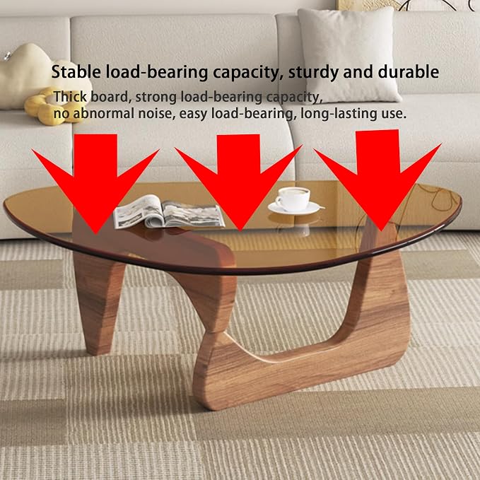 EASYSOUL Modern Glass Coffee Table, 44.88" D x 32.28" W x 15.75" H, Abstract - Image 5