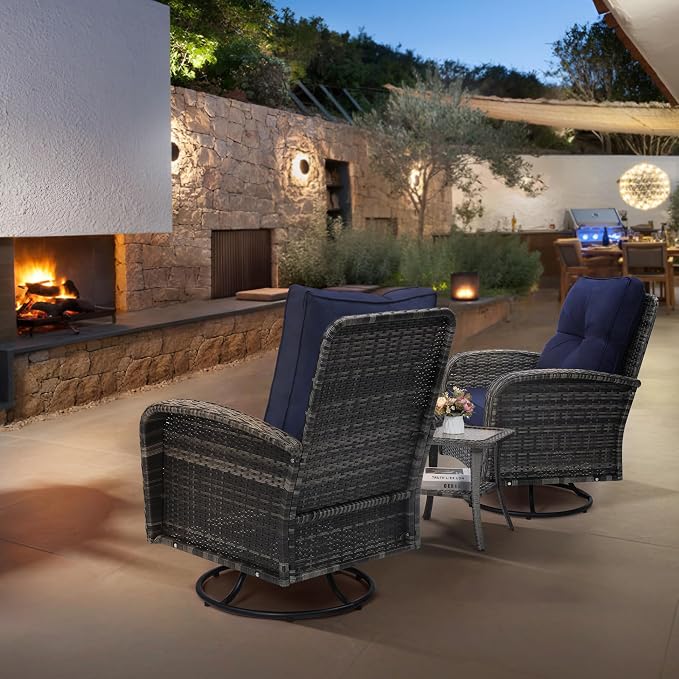 wildformers Luxury Outdoor Swivel Wicker Glider Patio Chairs - Image 8