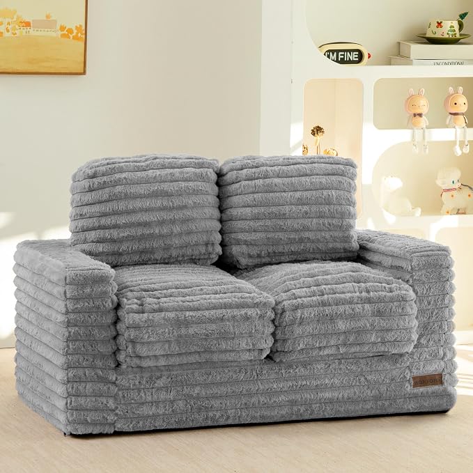 MAXYOYO Extra Wide Kids Bean Bag Chair, Comfy Faux Fur Bean Bag Sofa by MAXYOYO