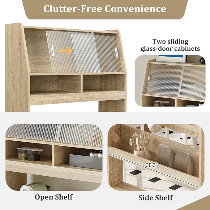 HRVEOCEI Folding Dining Tables for Small Spaces, Buffet Cabinet - Image 7