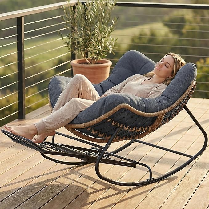 SWITTE Outdoor Papasan Rocking Chair by SWITTE