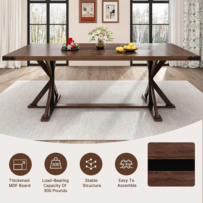 Hlivelood 78 Inch Dining Table for 8 People, Rectangular Kitchen Farmhouse - Image 5