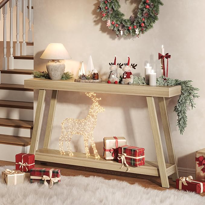 Huuger Console Table with Charging Station, USB-C Port, 2 Tiers Entryway Table - Image 6