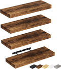 Bellsal Floating Shelves for Wall, Rustic Brown Wood Wall Shelf Set of 4 by Bellsal