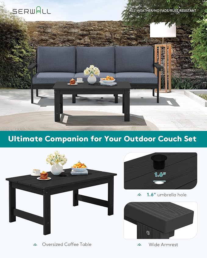 SERWALL HDPE Patio Sofa Set, 4-piece Sectional Outdoor Furniture Set, All - Image 5