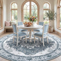 RELEANY Area Rugs Round 10ft Washable Non-Slip, Floral Vintage Distress Print by RELEANY