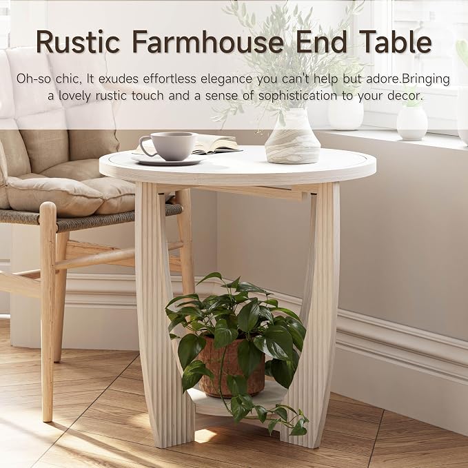 COZAYH Rustic Farmhouse end Table - Image 3