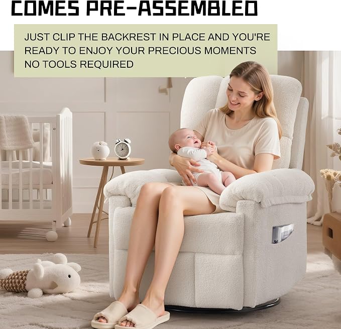 Korser Recliner Chair, Swivel Rocker Recliner Chair - Image 9