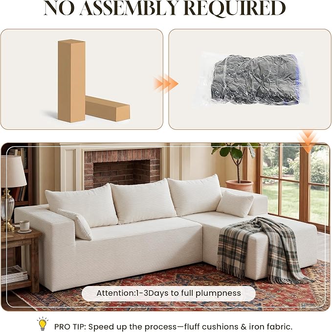 106" Cloud Sectional Boneless Couches - Image 4